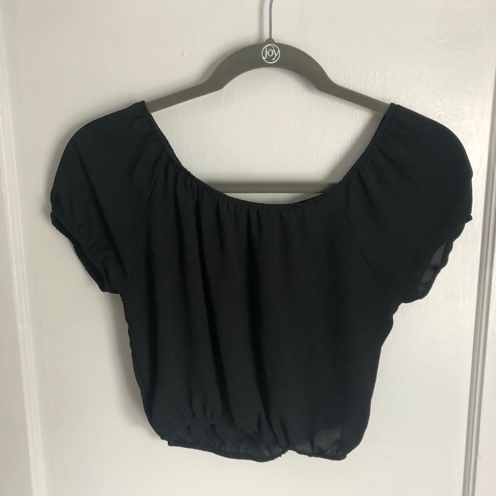 LF Black sheer off the shoulder shirt